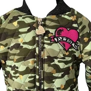 "Betsey Johnson XO Girls Camo Camp Bomber Jacket - Size 5"  K18 *